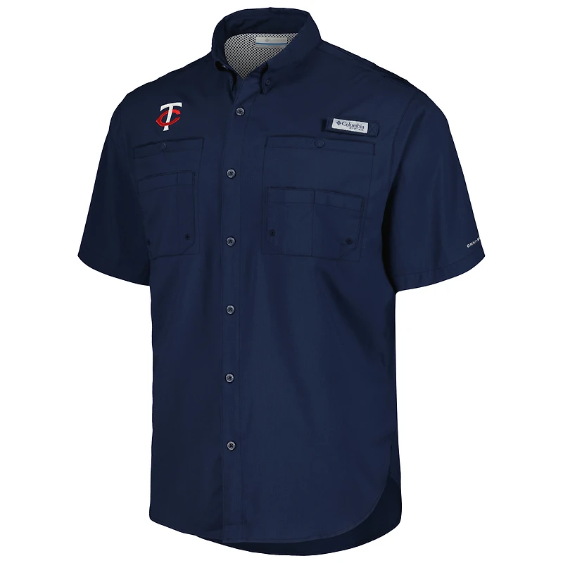 Men's Columbia Navy Minnesota Twins Tamiami Omni-Shade Button-Down Shirt