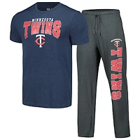 Men's Concepts Sport Charcoal/Navy Minnesota Twins Meter Top & Pants Sleep Set