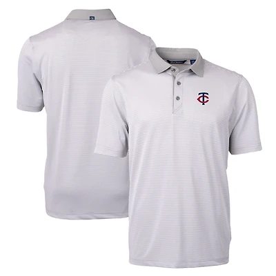 Men's Cutter & Buck Gray/White Minnesota Twins Virtue Eco Pique Micro Stripe Recycled Polo