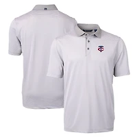 Polo recyclé à micro-rayures Virtue Eco Pique gris/blanc pour homme des Minnesota Twins, Cutter & Buck