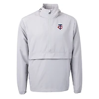 Men's Cutter & Buck Gray Minnesota Twins Charter Eco Recycled Half-Zip Anorak Jacket