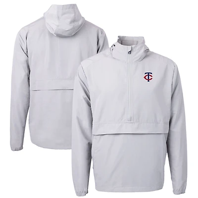 Men's Cutter & Buck Gray Minnesota Twins Charter Eco Recycled Half-Zip Anorak Jacket