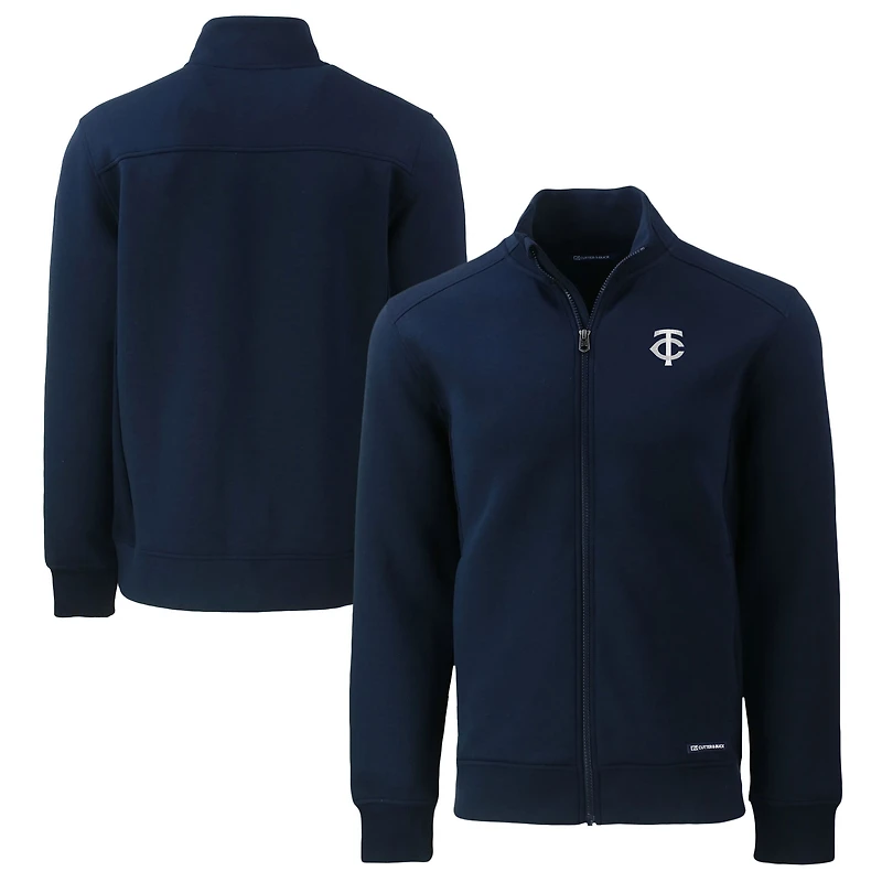 Veste zippée intégrale recyclée Roam pour homme, bleu marine, des Twins du Minnesota, de coupe Cutter & Buck, couleur grande taille
