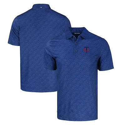 Men's Cutter & Buck Navy Minnesota Twins Pike Eco Pebble Print Stretch Recycled Polo