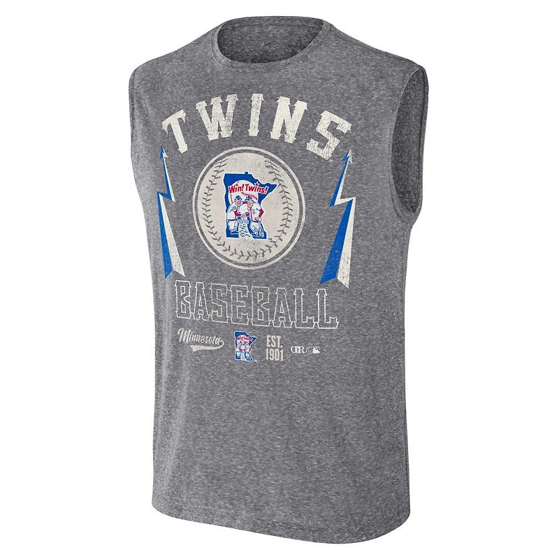 Collection Darius Rucker pour hommes par Fanatics Charcoal Minnesota Twins Débardeur musclé coupe décontractée