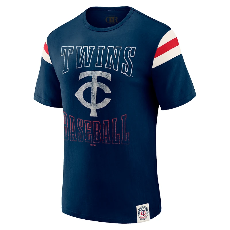 Men's Darius Rucker Collection by Fanatics Navy Minnesota Twins Distressed Sleeve Stripe T-Shirt