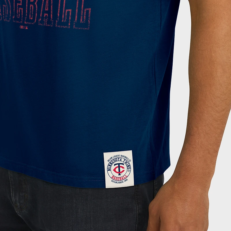 T-shirt rayé bleu marine à manches vieillies pour homme, collection Darius Rucker par Fanatics
