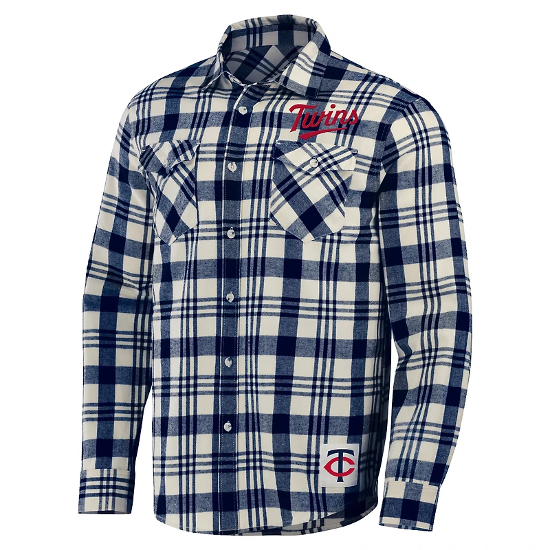 Collection Darius Rucker pour hommes par Fanatics Chemise boutonnée en flanelle à carreaux Minnesota Twins bleu marine
