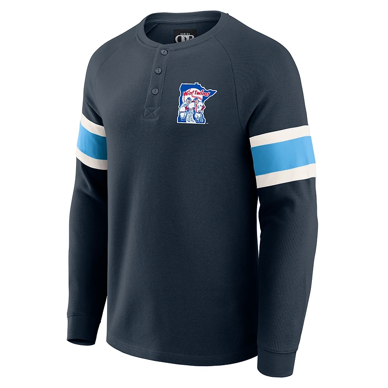 Men's Darius Rucker Collection by Fanatics Navy Minnesota Twins Waffle-Knit Raglan Long Sleeve Henley T-Shirt
