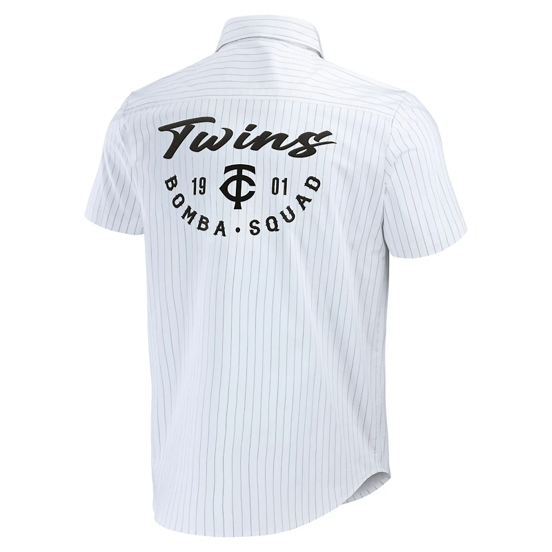 Collection Darius Rucker pour hommes par Fanatics Chemise boutonnée à manches courtes blanche Minnesota Twins Pin Stripe