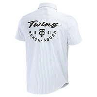 Collection Darius Rucker pour hommes par Fanatics Chemise boutonnée à manches courtes blanche Minnesota Twins Pin Stripe