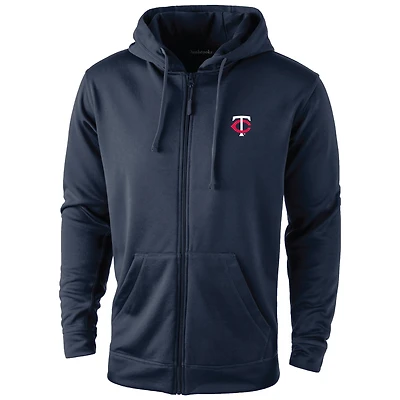 Sweat à capuche Dunbrooke bleu marine pour homme, entièrement zippé, motif Trophée des Twins du Minnesota