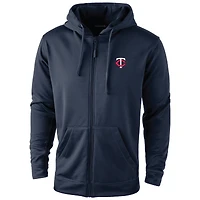 Sweat à capuche Dunbrooke bleu marine pour homme, entièrement zippé, motif Trophée des Twins du Minnesota
