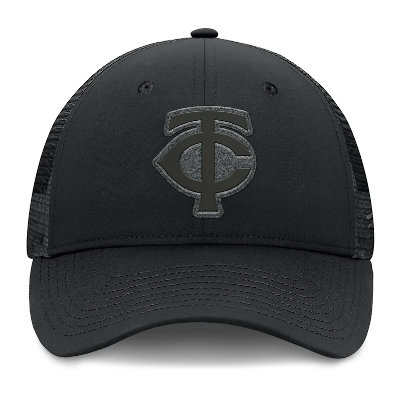 Casquette camionneur ajustable noire Fanatics pour hommes des Twins du Minnesota