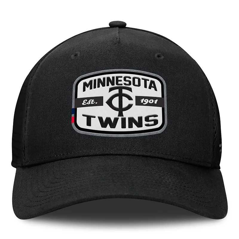 Men's Fanatics Black Minnesota Twins Team Patch A-Frame Trucker Snapback Hat