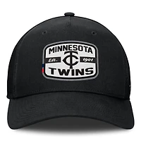 Men's Fanatics Black Minnesota Twins Team Patch A-Frame Trucker Snapback Hat