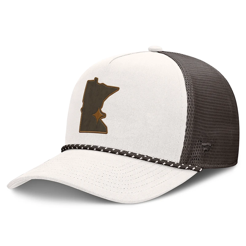 Men's Fanatics Cream/Brown Minnesota Twins Level Up Bronco Adjustable Trucker Hat
