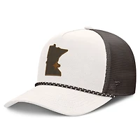 Men's Fanatics Cream/Brown Minnesota Twins Level Up Bronco Adjustable Trucker Hat