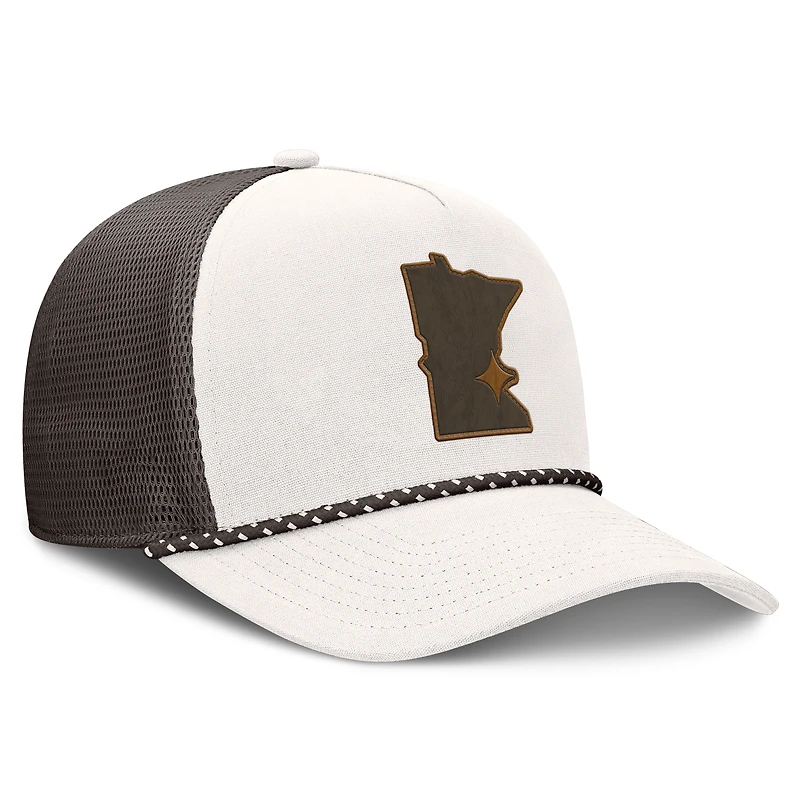 Casquette trucker ajustable Fanatics crème/marron Minnesota Twins Bronco A-Frame pour homme