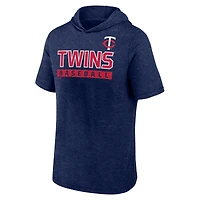 Sweat à capuche manches courtes Fanatics Heather Navy Minnesota Twins Push pour hommes