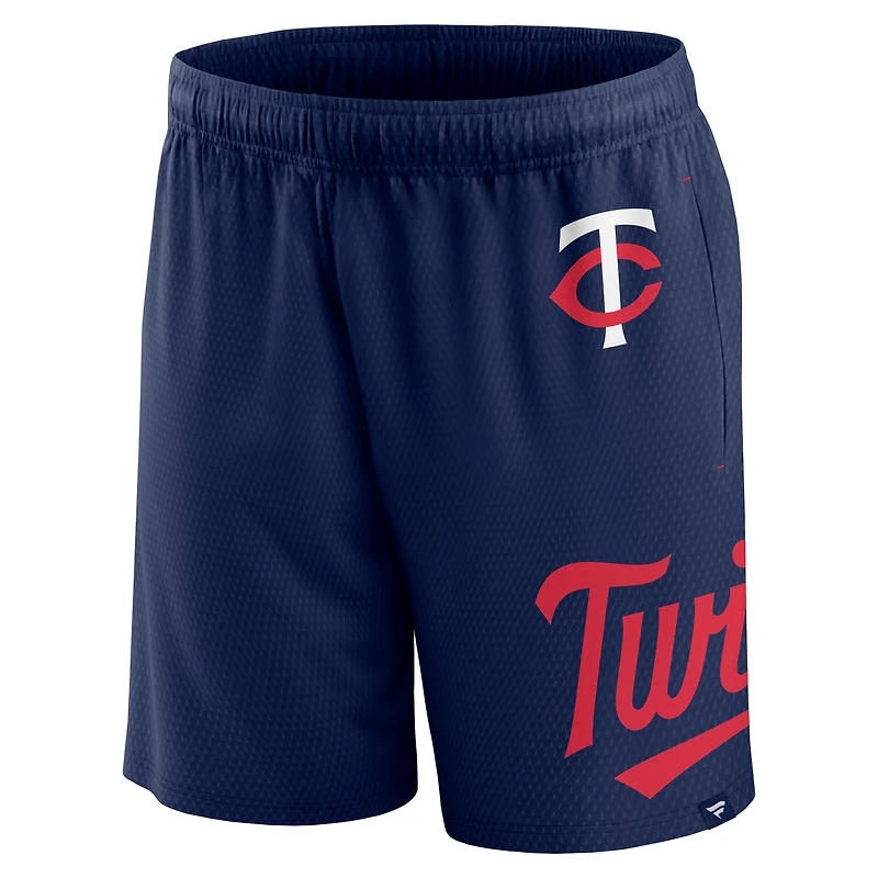 Short en maille à clincher Fanatics pour hommes, bleu marine, Minnesota Twins