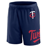 Short en maille à clincher Fanatics pour hommes, bleu marine, Minnesota Twins