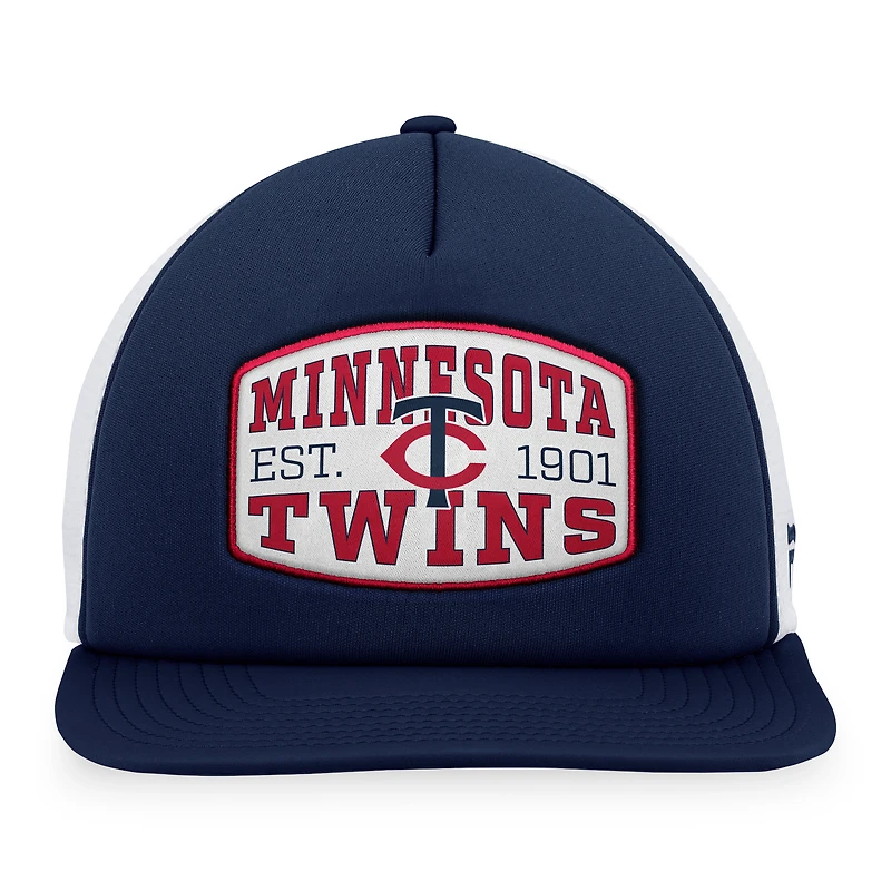 Men's Fanatics  Navy Minnesota Twins Foam Front Patch Trucker Snapback Hat