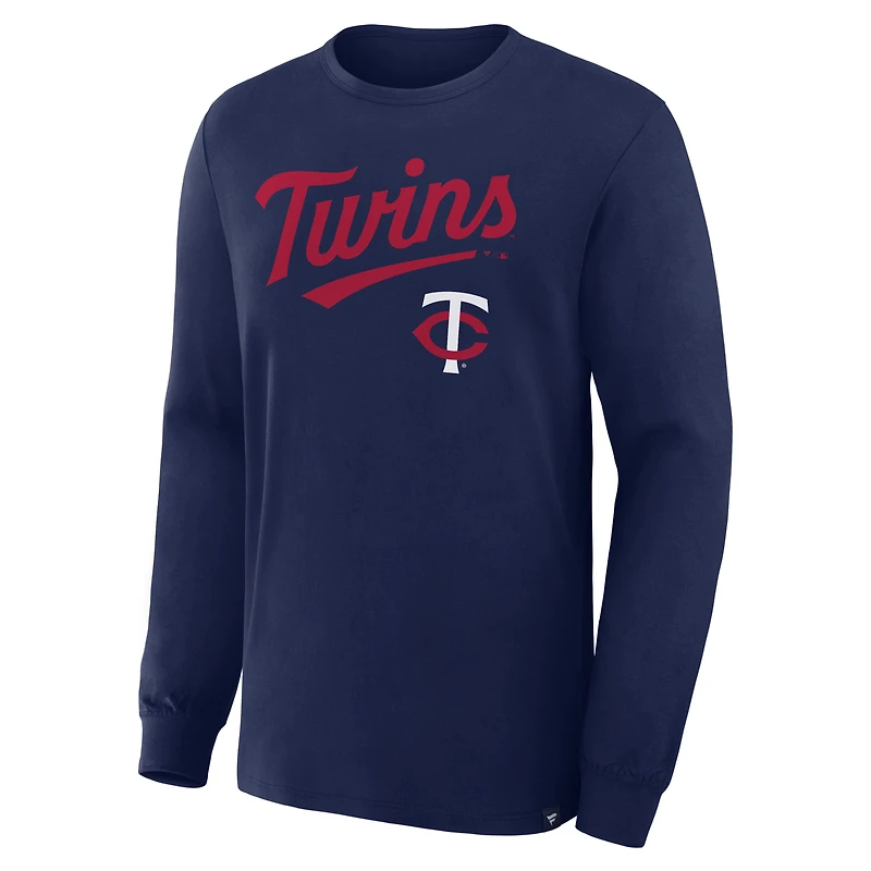 T-shirt à manches longues Fanatics Navy Minnesota Twins Lock-Up Legacy pour homme