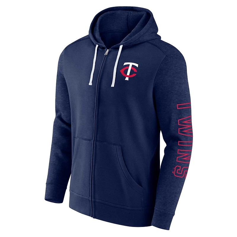 Men's Fanatics Navy Minnesota Twins Offensive Line Up Lightweight Full-Zip Hoodie