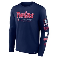 T-shirt à manches longues Fanatics Navy Minnesota Twins Strike the Goal pour hommes