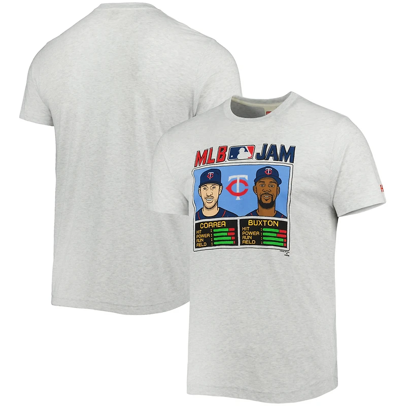 T-shirt homme Hommage Carlos Correa & Byron Buxton Gris Minnesota Twins MLB Jam Tri-Blend