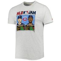 T-shirt à trois mélanges hommage Carlos Correa et Byron Buxton pour hommes, gris, Minnesota Twins MLB Jam