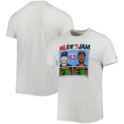 T-shirt homme Hommage Carlos Correa & Byron Buxton Gris Minnesota Twins MLB Jam Tri-Blend