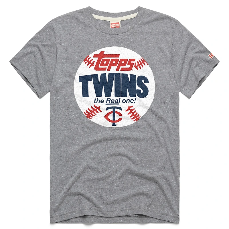 Men's Homage Gray Minnesota Twins MLB x Topps Baseball The Real One Tri-Blend T-Shirt