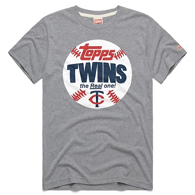Men's Homage  Gray Minnesota Twins MLB x Topps Baseball The Real One Tri-Blend T-Shirt