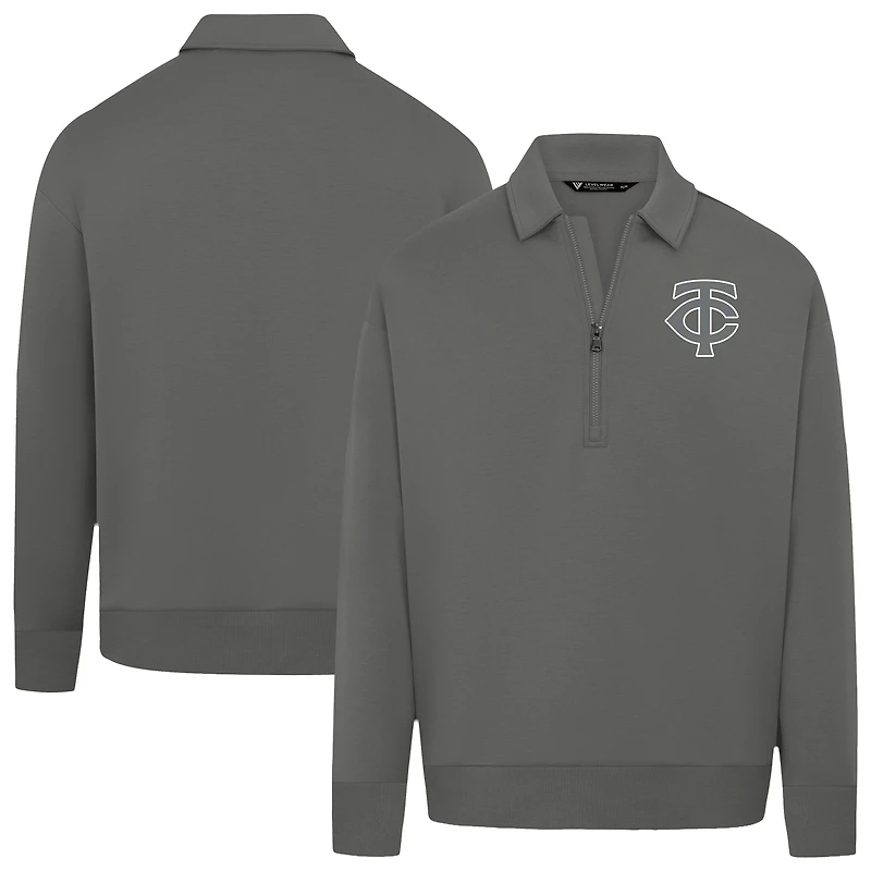 Pull zippé de luxe gris pour homme Levelwear des Twins du Minnesota