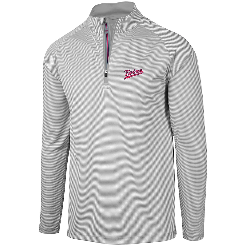 Men's Levelwear Gray Minnesota Twins Orion Historic Logo Raglan Quarter-Zip Jacket