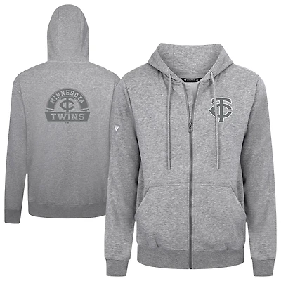 Sweat à capuche zippé gris pour homme Levelwear Minnesota Twins Podium Banner Arch