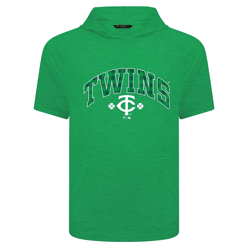 Sweat à capuche manches courtes et carreaux pour la Saint-Patrick des Twins du Minnesota hommes de Levelwear Green