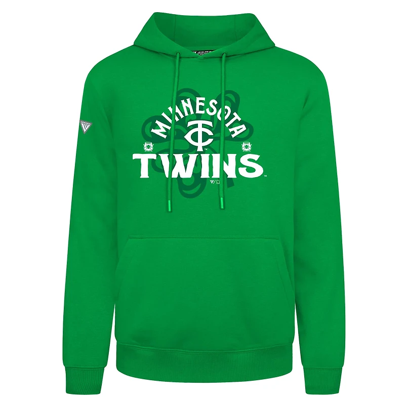 Men's Levelwear  Green Minnesota Twins St. Patrick's Day Podium Shamrock Pullover Hoodie
