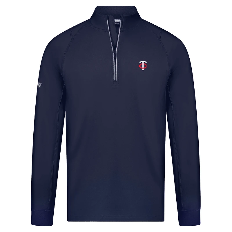 Pull-over zippé quart de tour à col raglan bleu marine pour homme avec inscription Theory Insignia des Twins du Minnesota