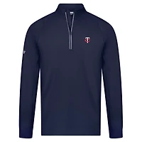Pull-over zippé quart de tour à col raglan bleu marine pour homme avec inscription Theory Insignia des Twins du Minnesota