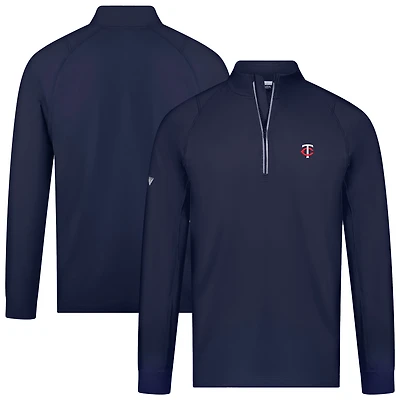 Men's Levelwear Navy Minnesota Twins Theory Insignia Core Raglan Quarter-Zip Pullover Top