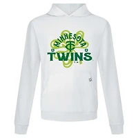 Sweat à capuche blanc pour homme avec motif trèfle relais de la Saint-Patrick des Minnesota Twins Levelwear
