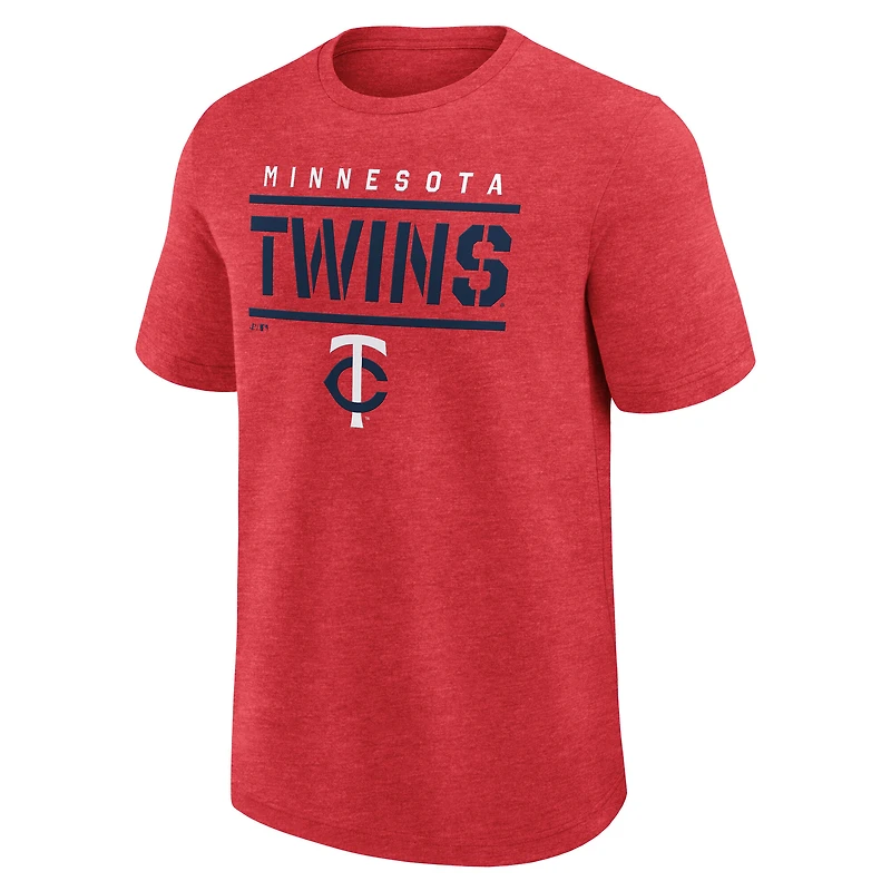 Men's Logo Athletic Heather Red Minnesota Twins Top Notch T-Shirt