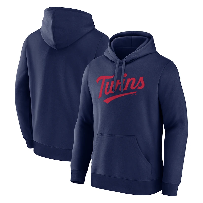Men's Logo Athletic Navy Minnesota Twins Wordmark Hoodie