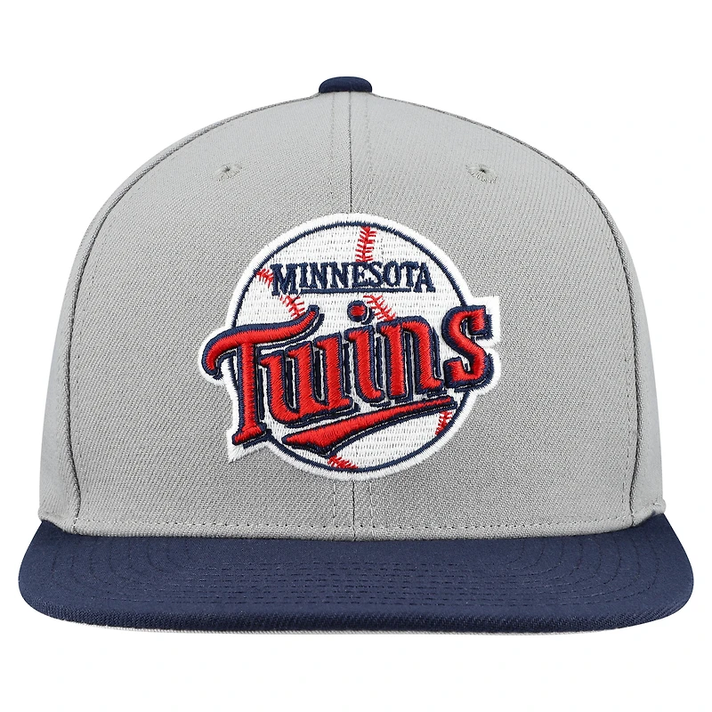 Casquette snapback basique Mitchell & Ness grise pour homme, collection Cooperstown
