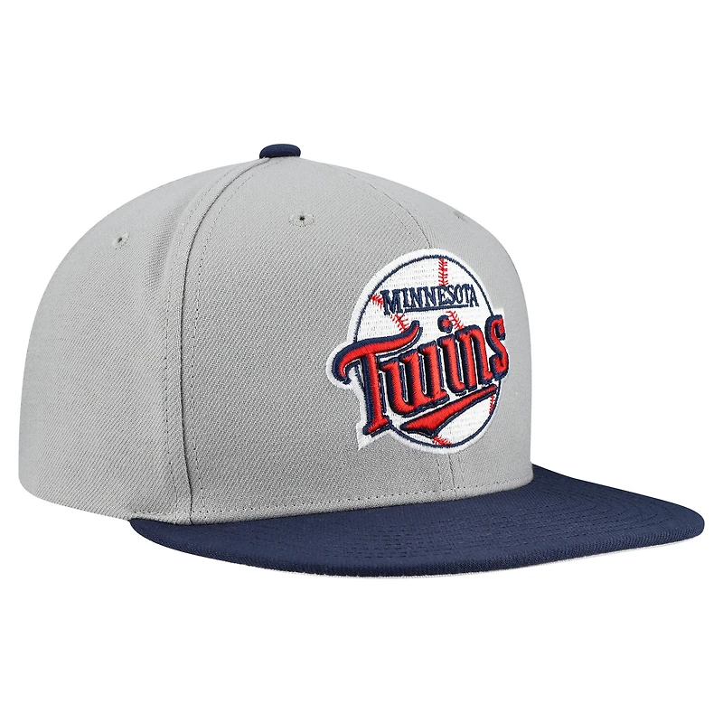 Casquette snapback basique Mitchell & Ness grise pour homme, collection Cooperstown