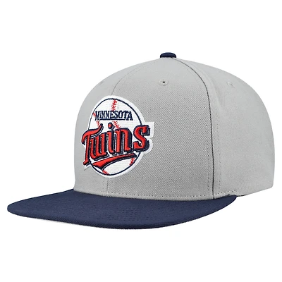Casquette snapback basique Mitchell & Ness grise pour homme, collection Cooperstown