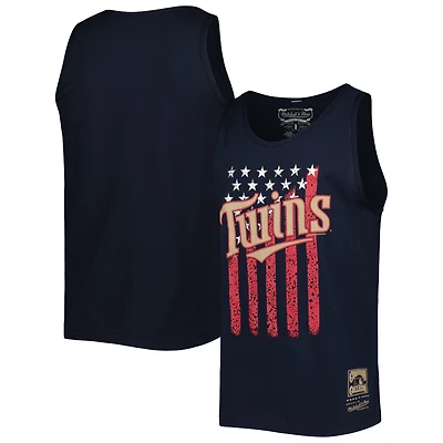 Débardeur Mitchell & Ness pour homme bleu marine Minnesota Twins Cooperstown Collection Stars and Stripes